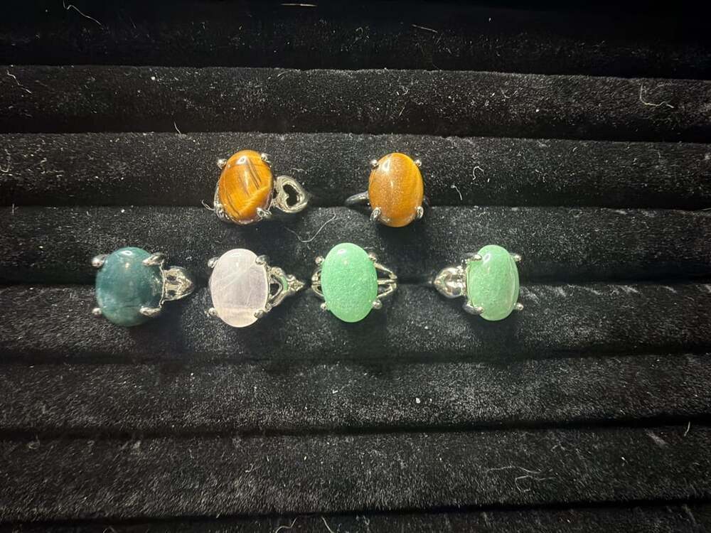 Natural Stone Gemstone Ring Bundle Size 6
